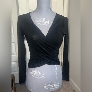 Stylish Black Wrap Blouse